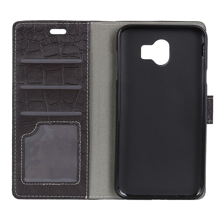 Retro Crocodile Texture Wallet Stand Leather Shell for Samsung Galaxy J4 (2018) EU Version - Black-3