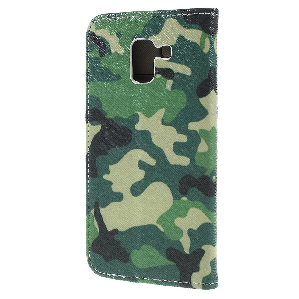 Padrão Carteira De Impressão Suporte De Couro Caixa Móvel Para Samsung Galaxy J6 (2018) - Camuflar-3