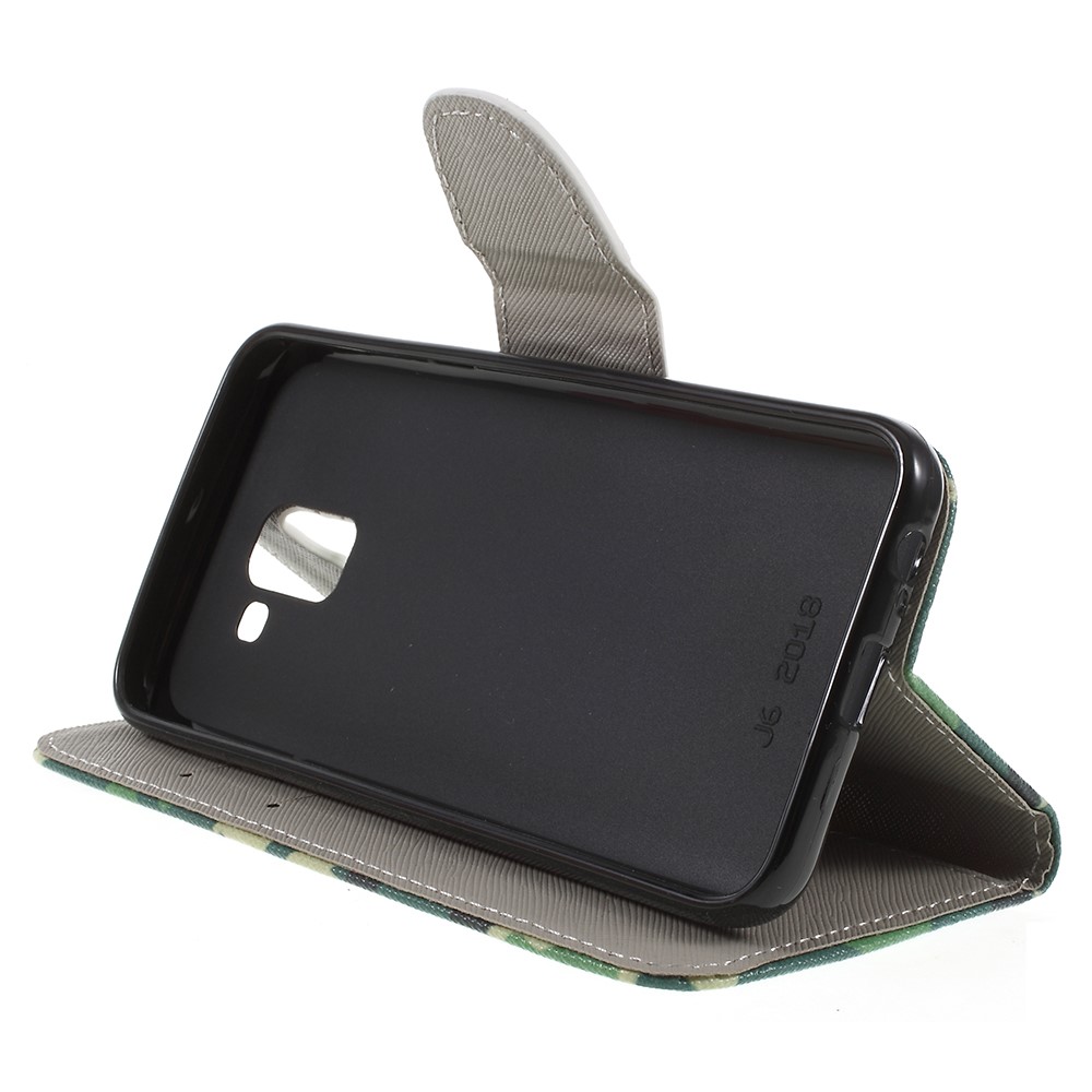 Padrão Carteira De Impressão Suporte De Couro Caixa Móvel Para Samsung Galaxy J6 (2018) - Camuflar-4