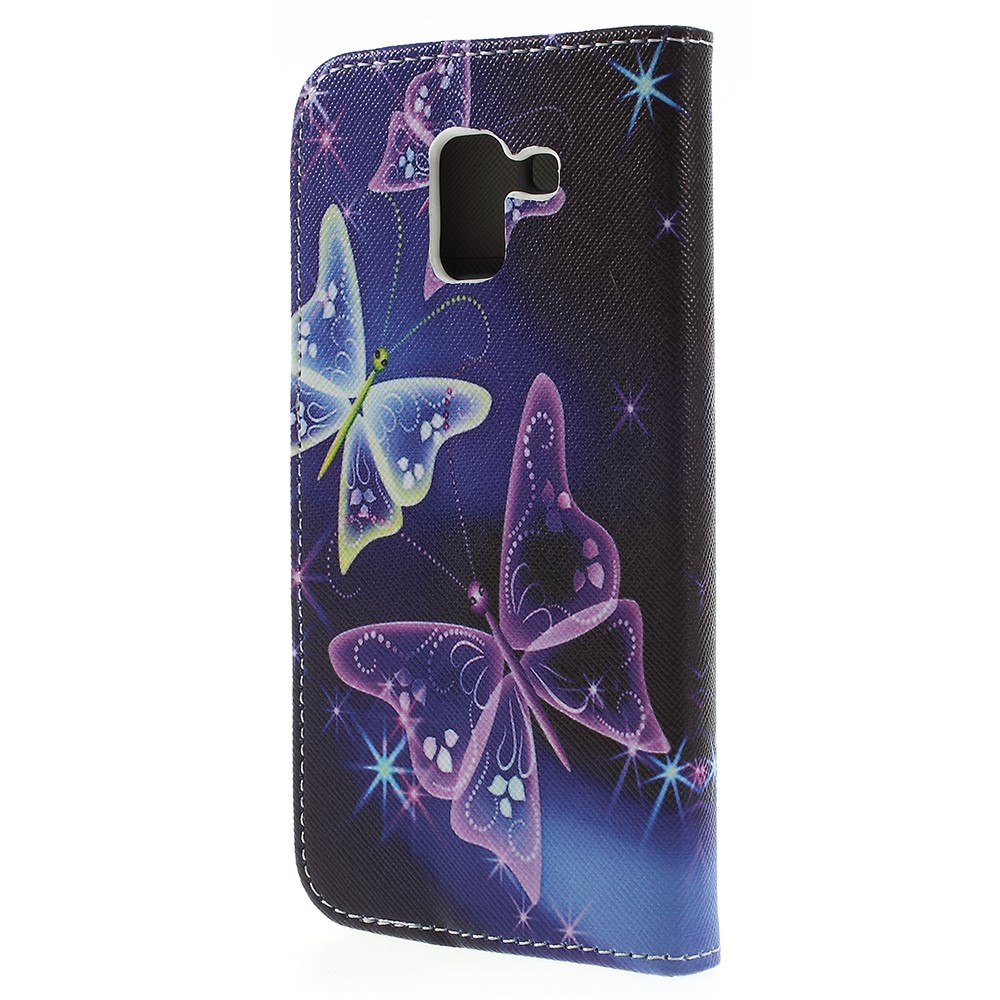 Portafoglio Stand da Stampa Pattern PU Petture Protector Shell Per Samsung Galaxy J6 (2018) - Bella Farfalla