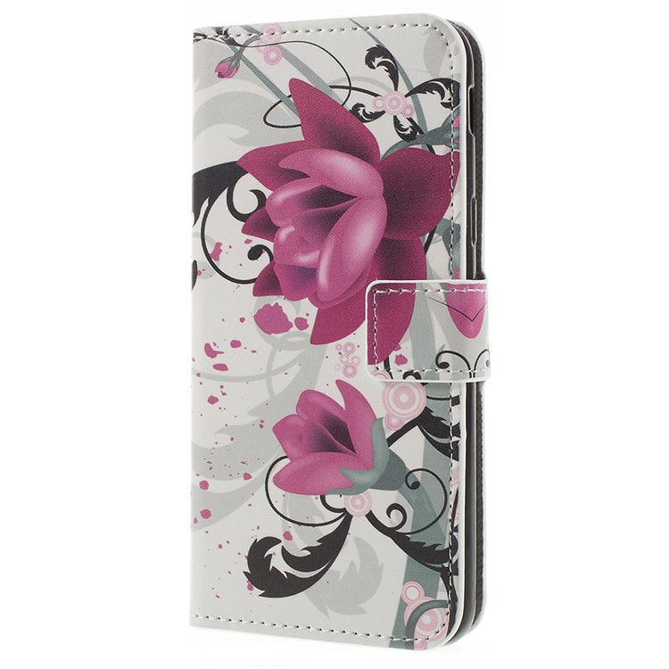 Padrão De Impressão Carteira Suporte De Couro Shell Protetor Para Samsung Galaxy J6 (2018) - Flor De Sumaúma-2