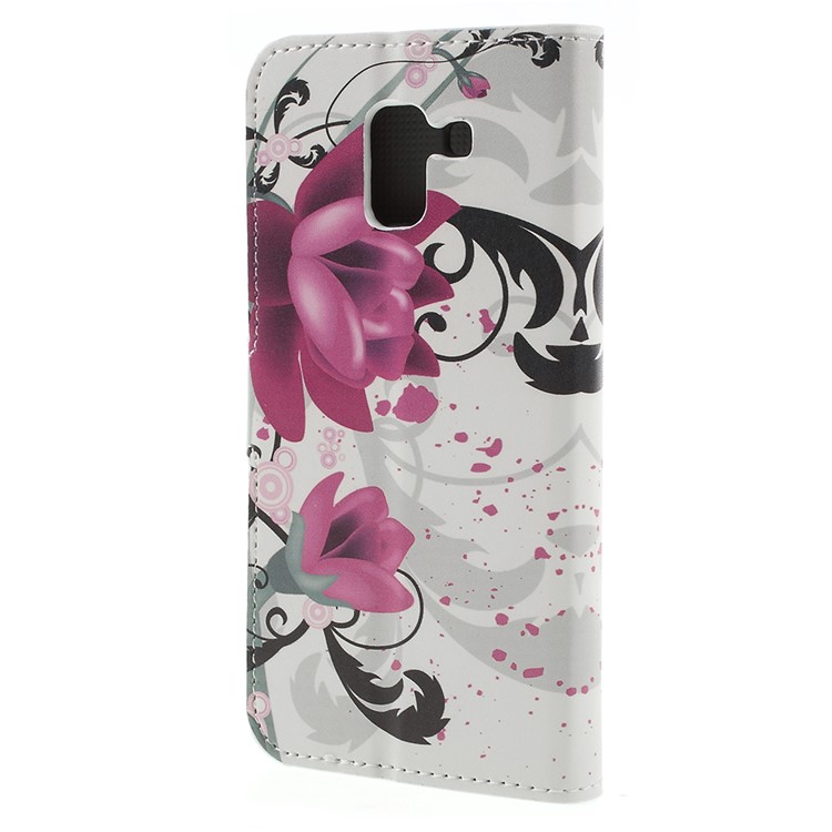 Padrão De Impressão Carteira Suporte De Couro Shell Protetor Para Samsung Galaxy J6 (2018) - Flor De Sumaúma-3