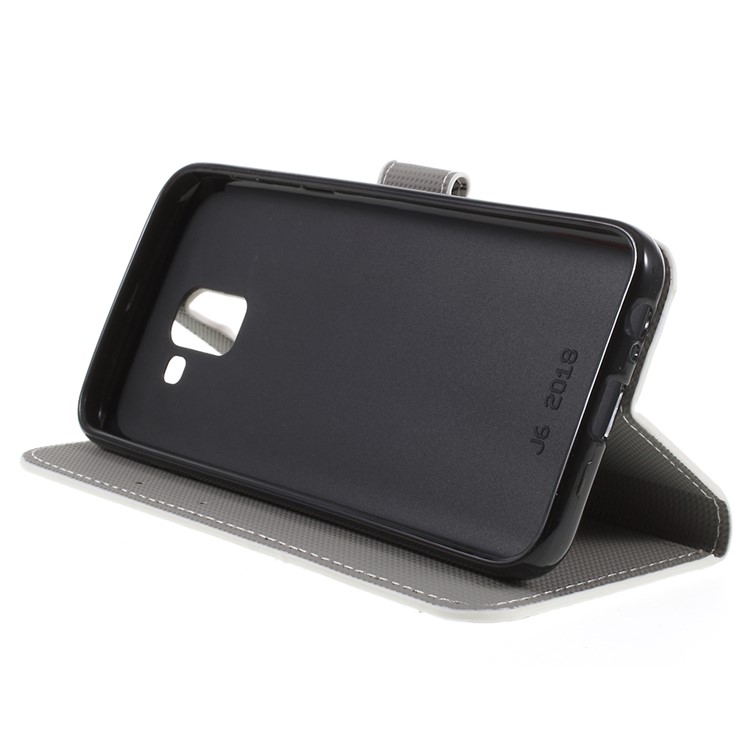 Padrão De Impressão Carteira Suporte De Couro Shell Protetor Para Samsung Galaxy J6 (2018) - Flor De Sumaúma-4