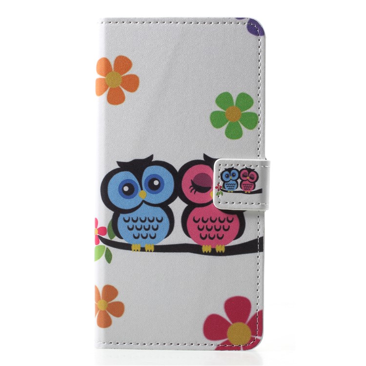 

Patterned Leather Wallet Mobile Phone Folio Casing for Samsung Galaxy J4 (2018) - Owl Couple