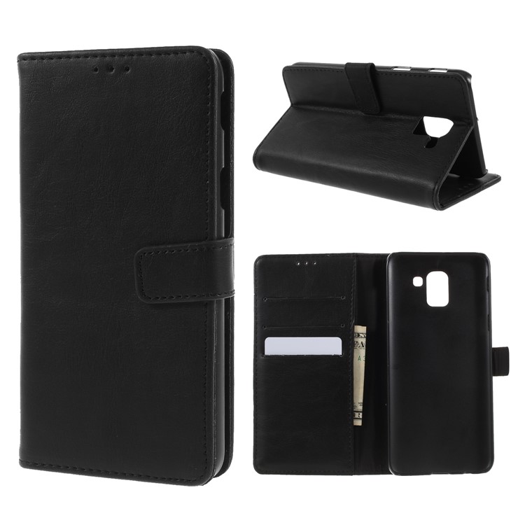 

Crazy Horse Texture Retro Style Leather Wallet Mobile Casing for Samsung Galaxy J6 (2018) - Black