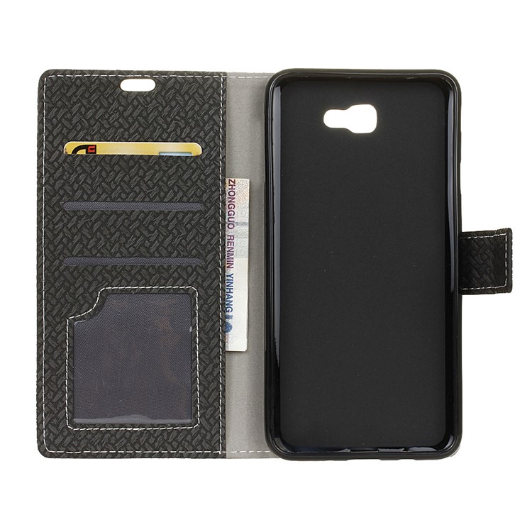 Woven Pattern Leather Wallet Case for Samsung Galaxy J7 Prime 2 / J7 Prime (2018) - Black-3