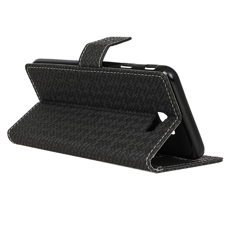 Woven Pattern Leather Wallet Case for Samsung Galaxy J7 Prime 2 / J7 Prime (2018) - Black-5