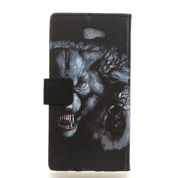 Patterned Leather Wallet Stand Case for Samsung Galaxy J7 Prime 2 / J7 Prime (2018) - Wolf Pattern-2