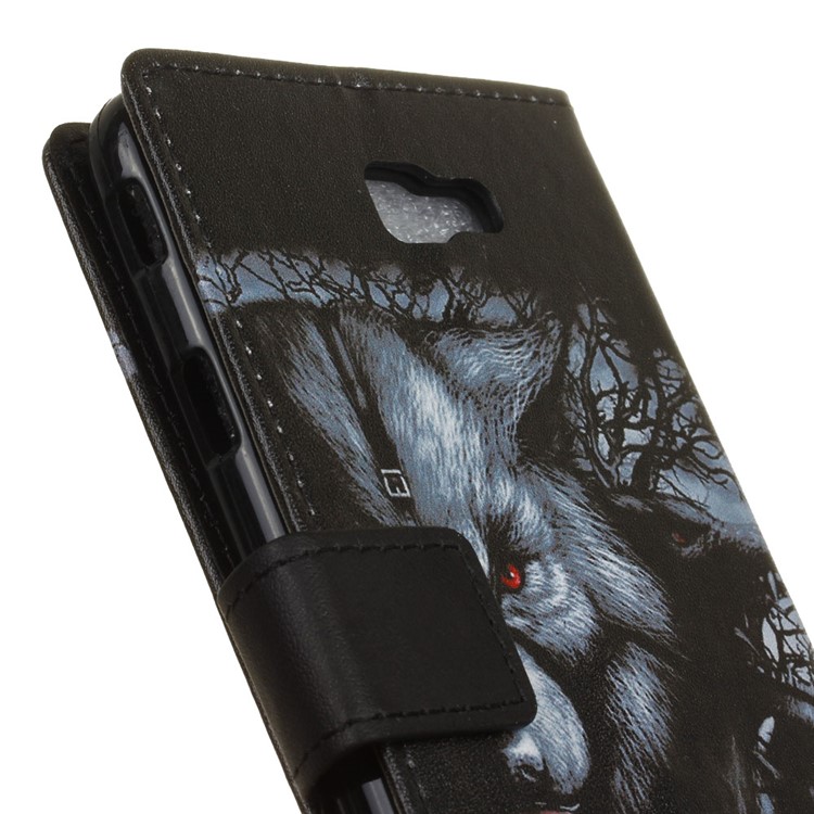 Patterned Leather Wallet Stand Case for Samsung Galaxy J7 Prime 2 / J7 Prime (2018) - Wolf Pattern-3