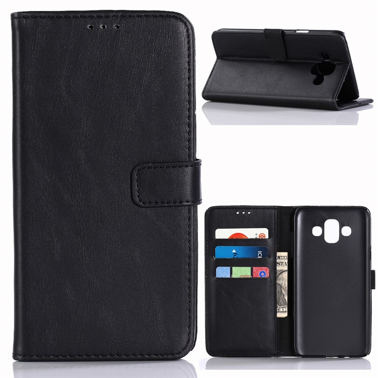 

Retro PU Leather Magnetic Wallet Stand Cover for Samsung Galaxy J7 Duo - Black