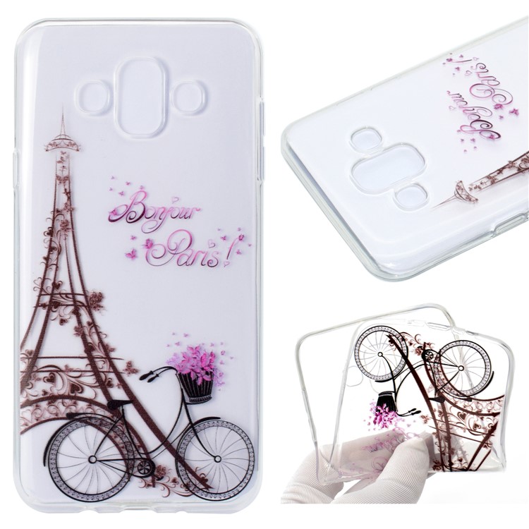 

Pattern Printing Soft TPU Phone Back Case for Samsung Galaxy J7 Duo - Eiffel Tower and Bicycle