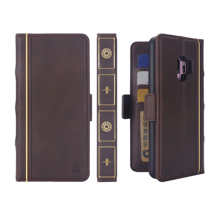 

Book Style Removable TPU Back Shell + PU Leather Wallet Case for Samsung Galaxy S9 SM-G960 - Coffee