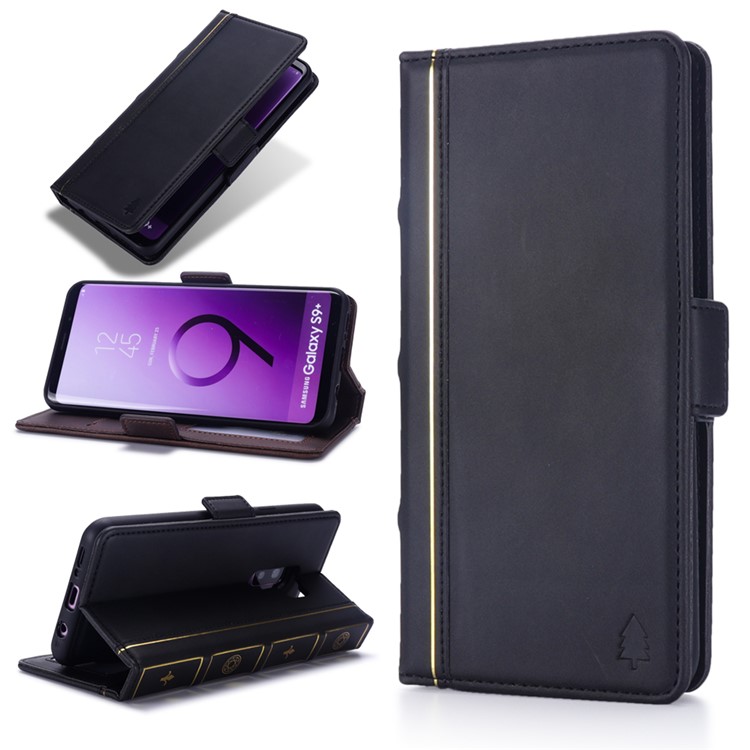 

Book Style Removable TPU Back Shell + Leather Wallet Case for Samsung Galaxy S9+ SM-G965 - Black