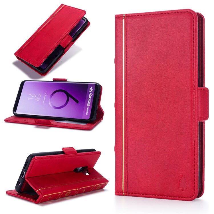 

Book Style Removable TPU Back Shell + Leather Wallet Cover for Samsung Galaxy S9 Plus SM-G965 - Red
