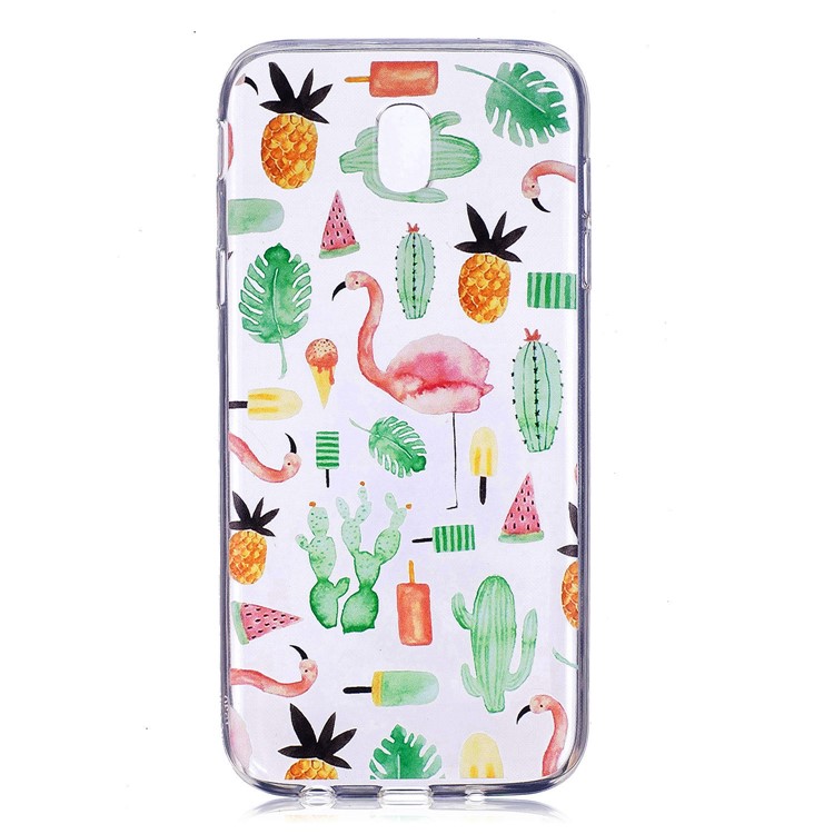 

Pattern Printing Soft TPU Back Cell Phone Shell for Samsung Galaxy J7 (2017) EU Version/J7 Pro (2017) - Flamingo and Cactus, Galaxy J7 (2017)