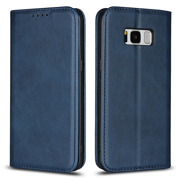 

Auto-absorbed Leather Wallet Stand Phone Shell Case for Samsung Galaxy S8 G950 - Blue