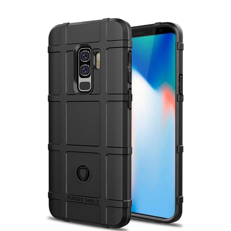

For Samsung Galaxy S9+ G965 Rugged Shield Series Soft Silicone Shock Absorption Matte Mobile Phone Case Accessory - Black