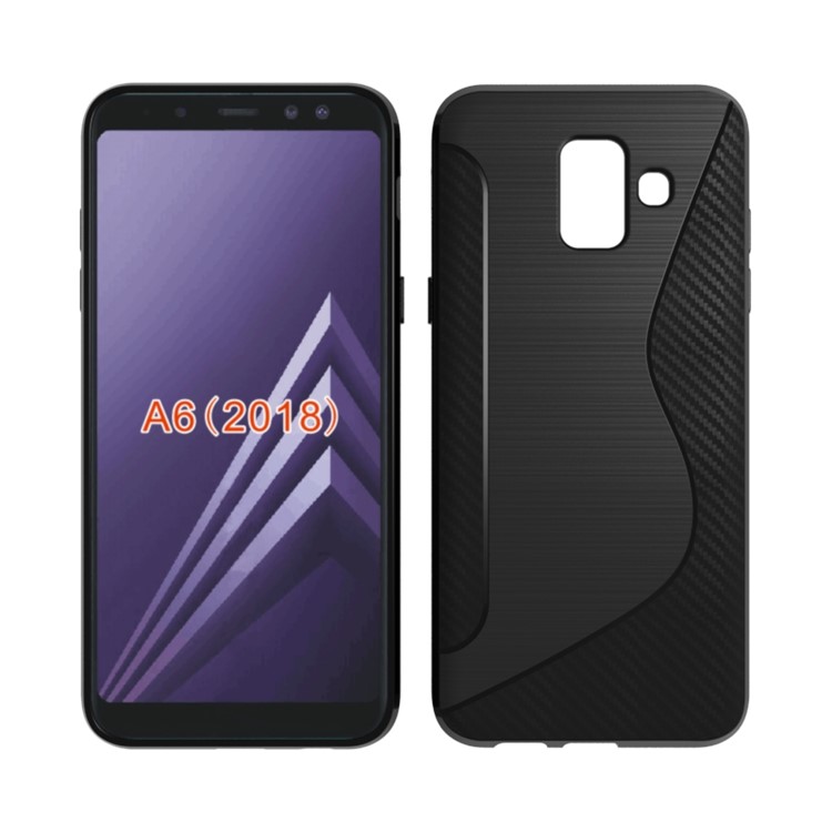 

S Shape Carbon Fiber Brushed TPU Back Case for Samsung Galaxy A6 (2018) - Black, Galaxy A6 (2018)