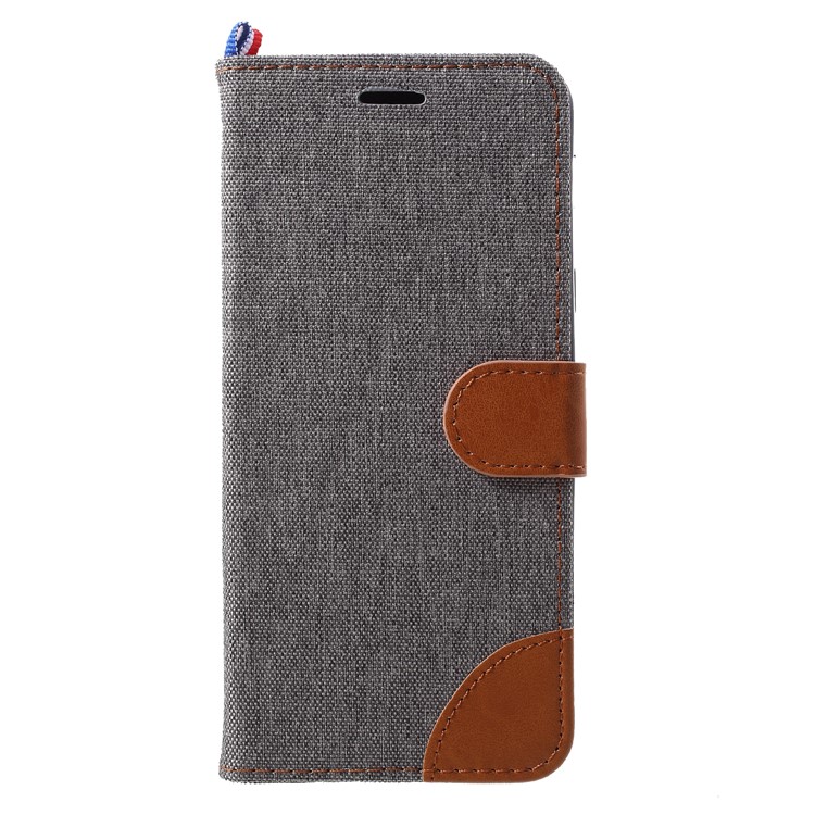 

Jeans Cloth Leather Card Holder Cover for Samsung Galaxy A6+ (2018) - Grey, Galaxy A6+ (2018)
