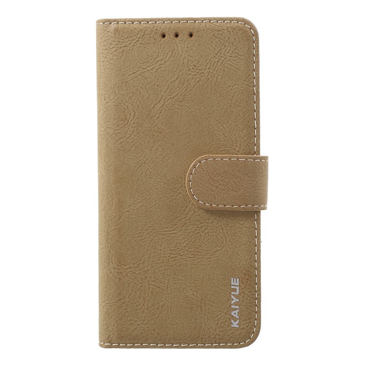 

KAIYUE Stand Genuine Leather Wallet Mobile Casing for Samsung Galaxy S9+ SM-G965 - Khaki