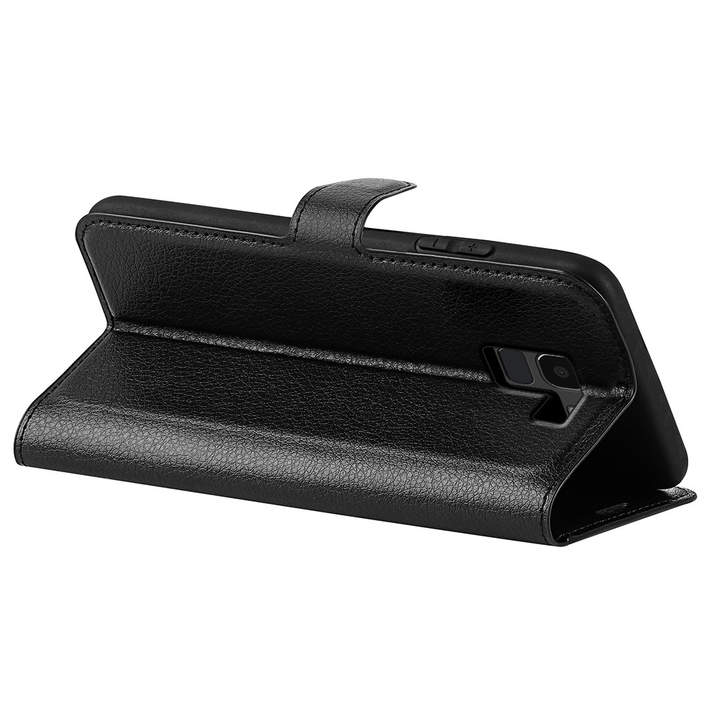 Litchi Skin Wallet Leather Stand Case for Samsung Galaxy J6 (2018) - Black-4