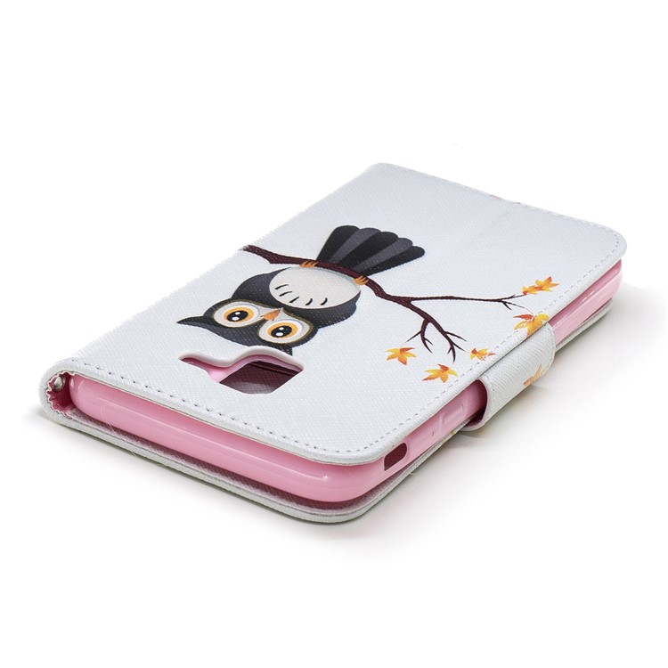 Padrão De Impressão Carteira De Couro Stand Shell Case Para Samsung Galaxy J6 (2018) - Coruja No Ramo-7