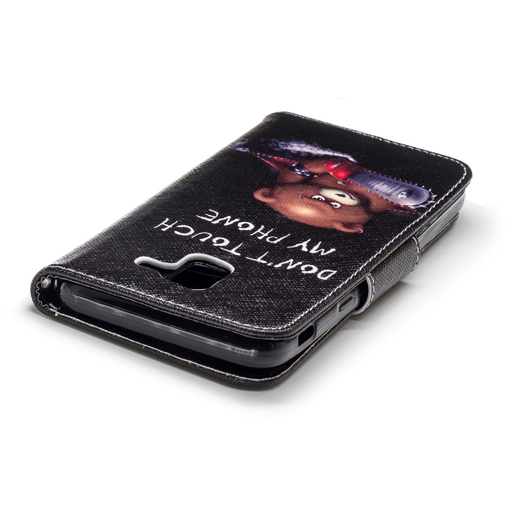 Match Impreting Wallet le Cuir Couvercle Pour Samsung Galaxy J6 (2018) - Ours Bruns et Mots D'avertissement