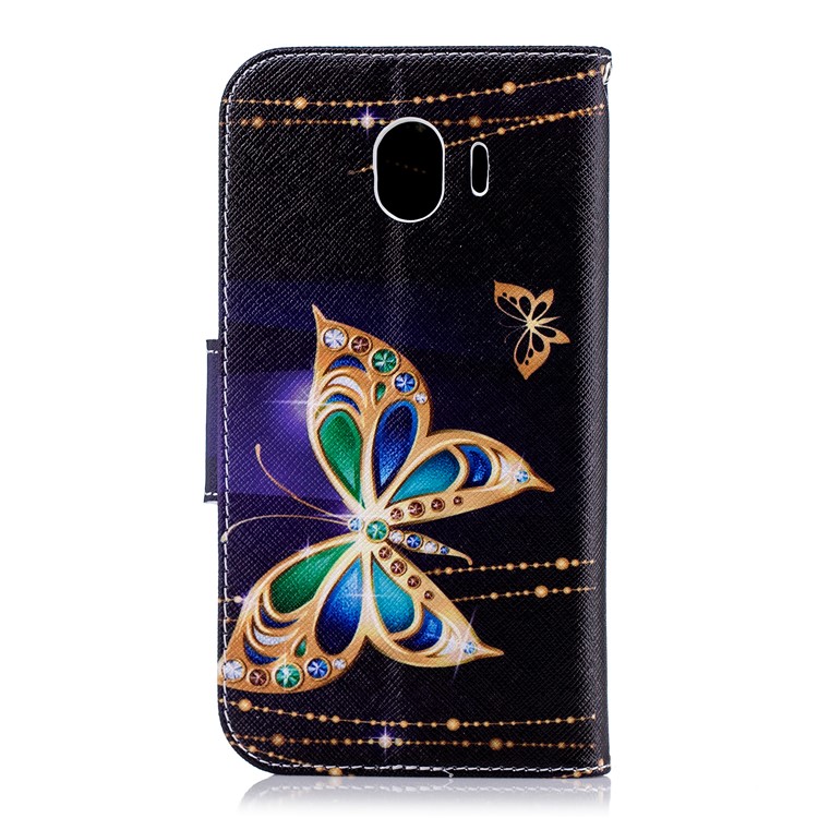 Impressão Padrão De Carteira De Couro Capa Para Samsung Galaxy J4 (2018) - Borboleta Colorida-3