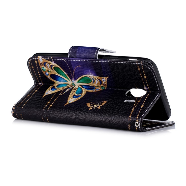 Impressão Padrão De Carteira De Couro Capa Para Samsung Galaxy J4 (2018) - Borboleta Colorida-4