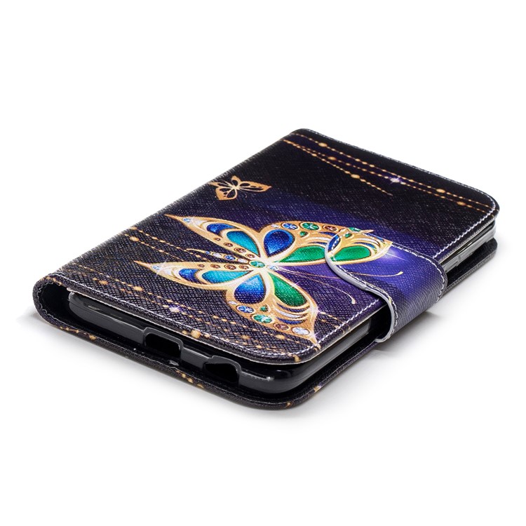Impressão Padrão De Carteira De Couro Capa Para Samsung Galaxy J4 (2018) - Borboleta Colorida-6