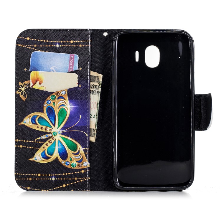 Impressão Padrão De Carteira De Couro Capa Para Samsung Galaxy J4 (2018) - Borboleta Colorida-8