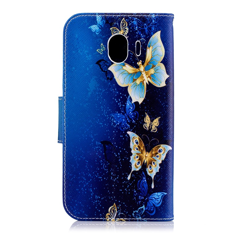 Caso Padrão Do Suporte Do Couro Da Impressão Com Os Entalhes Do Cartão Para A Galáxia J4 De Samsung (2018) - Teste Padrão De Borboleta-3