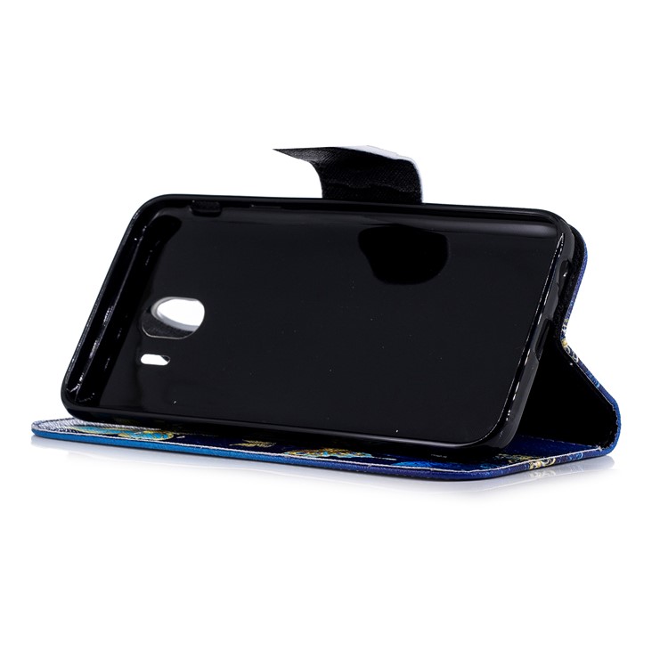 Caso Padrão Do Suporte Do Couro Da Impressão Com Os Entalhes Do Cartão Para A Galáxia J4 De Samsung (2018) - Teste Padrão De Borboleta-5