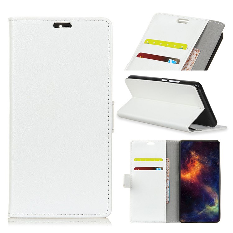 

For Samsung Galaxy J4 (2018) Crazy Horse Wallet Leather Stand Phone Casing - White