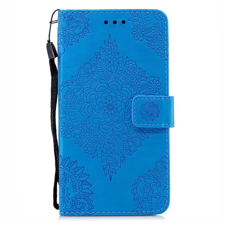 

Imprint Flower Magnetic Leather Stand Cover for Samsung Galaxy J4 (2018) - Blue