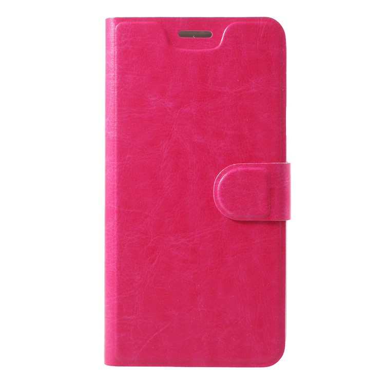 

For Samsung Galaxy J4 (2018) Crazy Horse Grain Card Holder Leather Cover with Stand - Rose