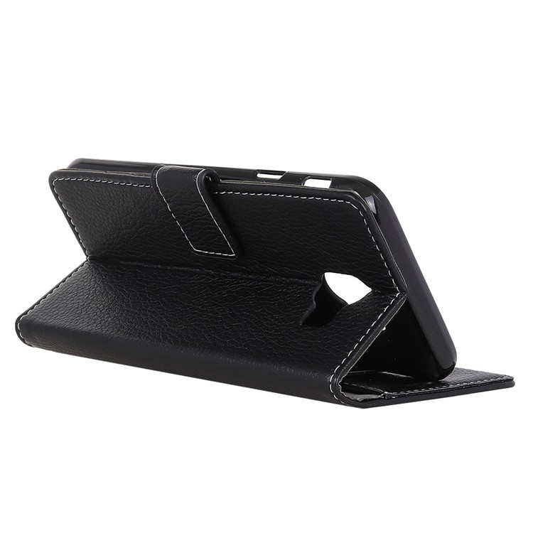 Litchi Skin PU Leather Magnetic Wallet Stand Case for Samsung Galaxy J4 (2018) - Black-5