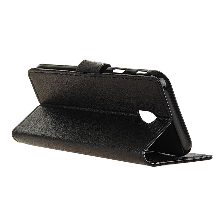 Litchi Skin Wallet Leather Stand Case for Samsung Galaxy J3 (2018) - Black-5