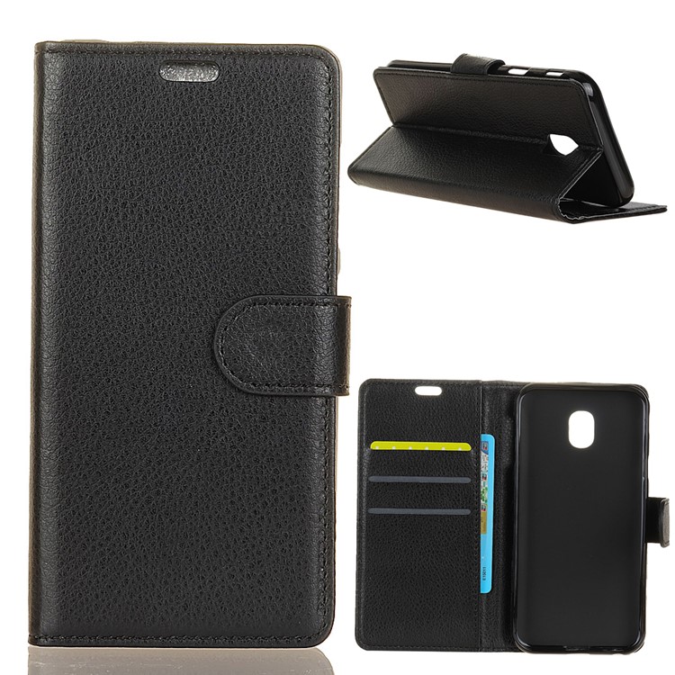 

Litchi Skin Leather Wallet Case for Samsung Galaxy J7 (2018) - Black