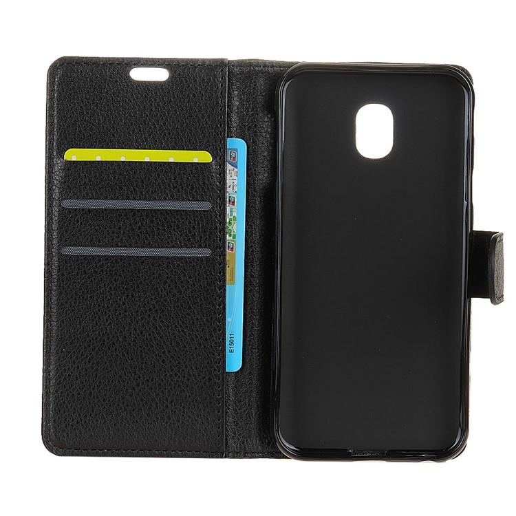 Litchi Skin Leather Wallet Case for Samsung Galaxy J7 (2018) - Black-4