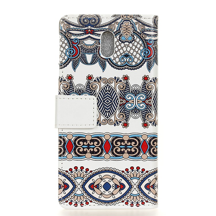 Pattern Printing Wallet Stand Leather Cell Phone Shell for Samsung Galaxy J7 (2018) - Arabic Floral Pattern-2