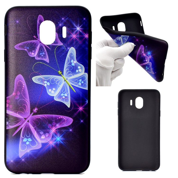 

Patterned Printing Soft TPU Cell Phone Case for Samsung Galaxy J4 (2018) - Glitter Butterflies