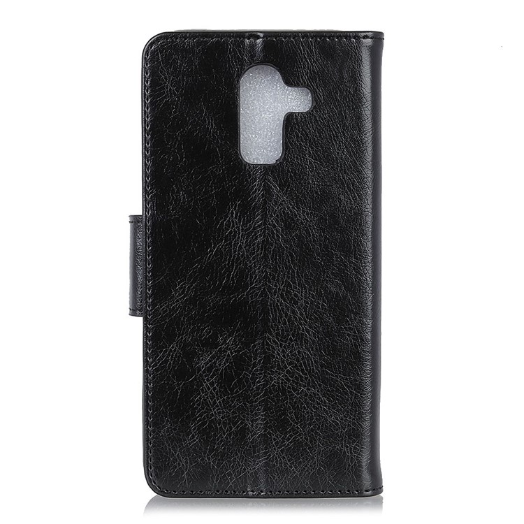 Textured Split Leather Wallet Stand Protective Case for Samsung Galaxy J8 (2018) - Black-4