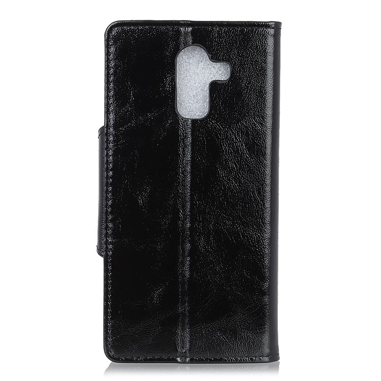 Textured PU Leather Wallet Stand Phone Case for Samsung Galaxy J8 (2018) - Black-3