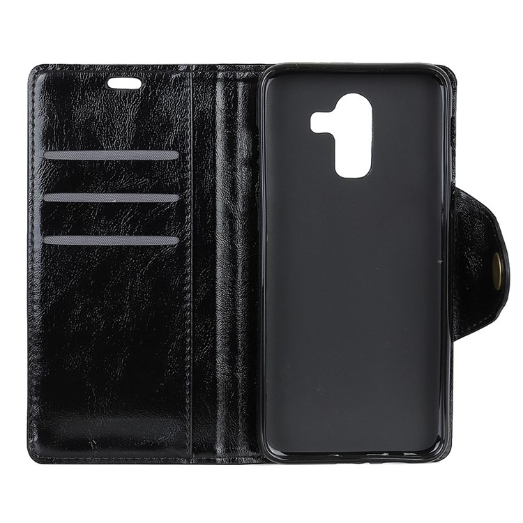 Textured PU Leather Wallet Stand Phone Case for Samsung Galaxy J8 (2018) - Black-4