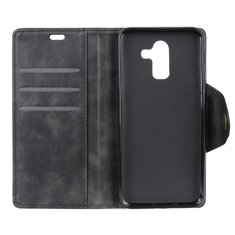 PU Leather Wallet Stand Mobile Case for Samsung Galaxy J8 (2018) - Black-7
