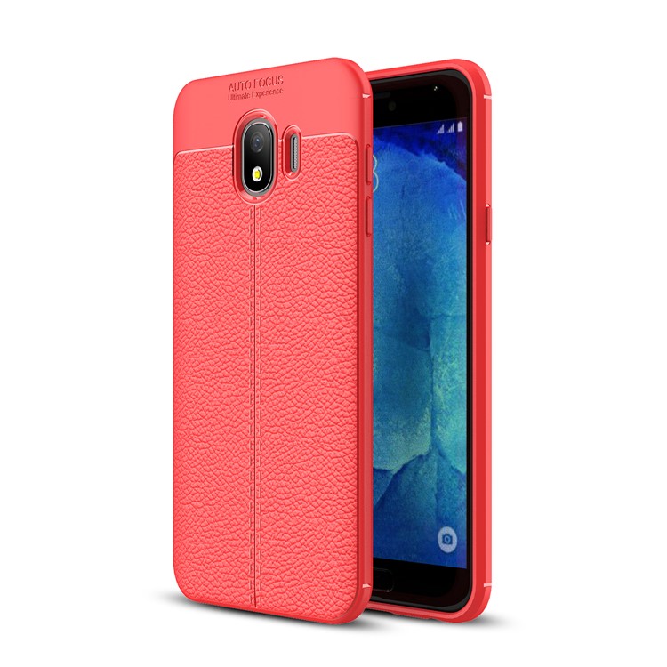 Litchi Texture Souple TPU Téléphone Portable Shell Shell Pour Samsung Galaxy J4 (2018) Rouge