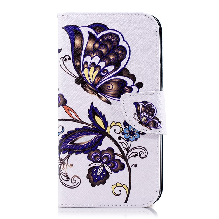 Pattern Printing PU Leather Wallet Stand Phone Shell for Samsung Galaxy J4 (2018) - Butterfly and Flower-2