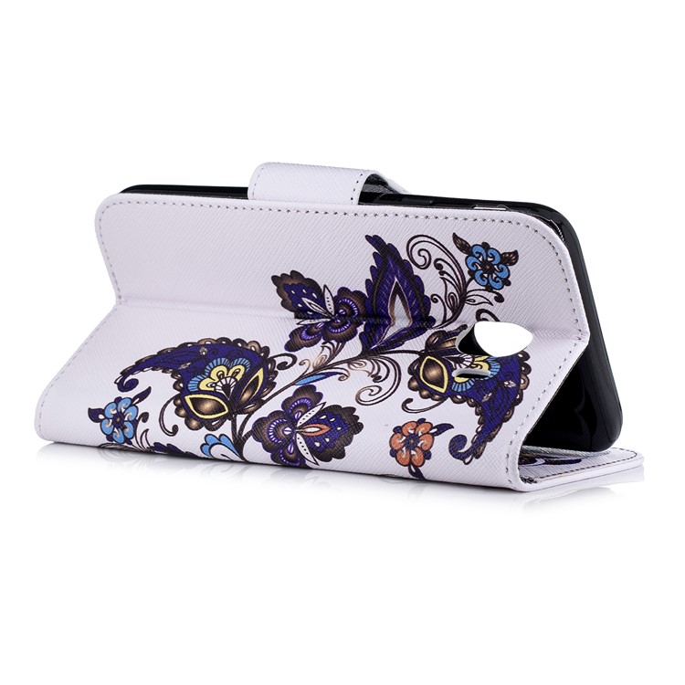 Pattern Printing PU Leather Wallet Stand Phone Shell for Samsung Galaxy J4 (2018) - Butterfly and Flower-4
