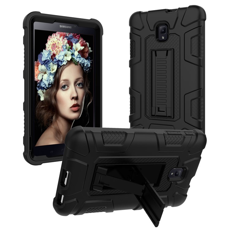 Shock-proof Hybrid Silicone + PC Protective Case with Kickstand for Samsung Galaxy Tab A 8.0 (2017) T380/T385 - All Black-2